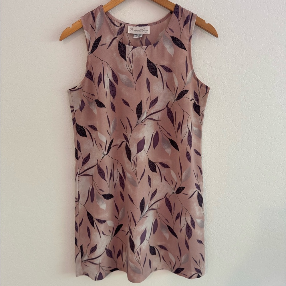 Size M Pride & Joy Vintage Light Pink Leaf Pattern Sleeveless Dress